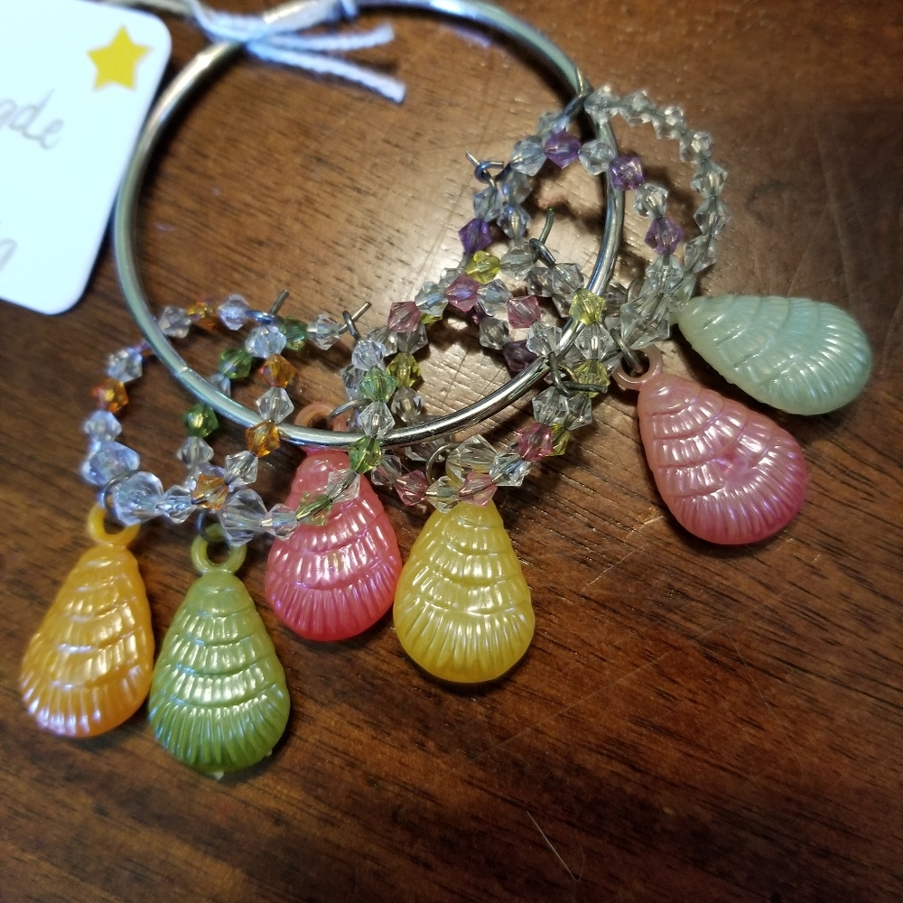 Colorful seashell beaded wine charms - Picture 2 of 2